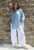 Shayle Indian Cotton Boyfriend Beach Shirt Denim
